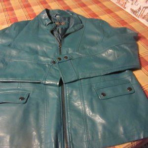 Turquoise Faux Leather Jacket